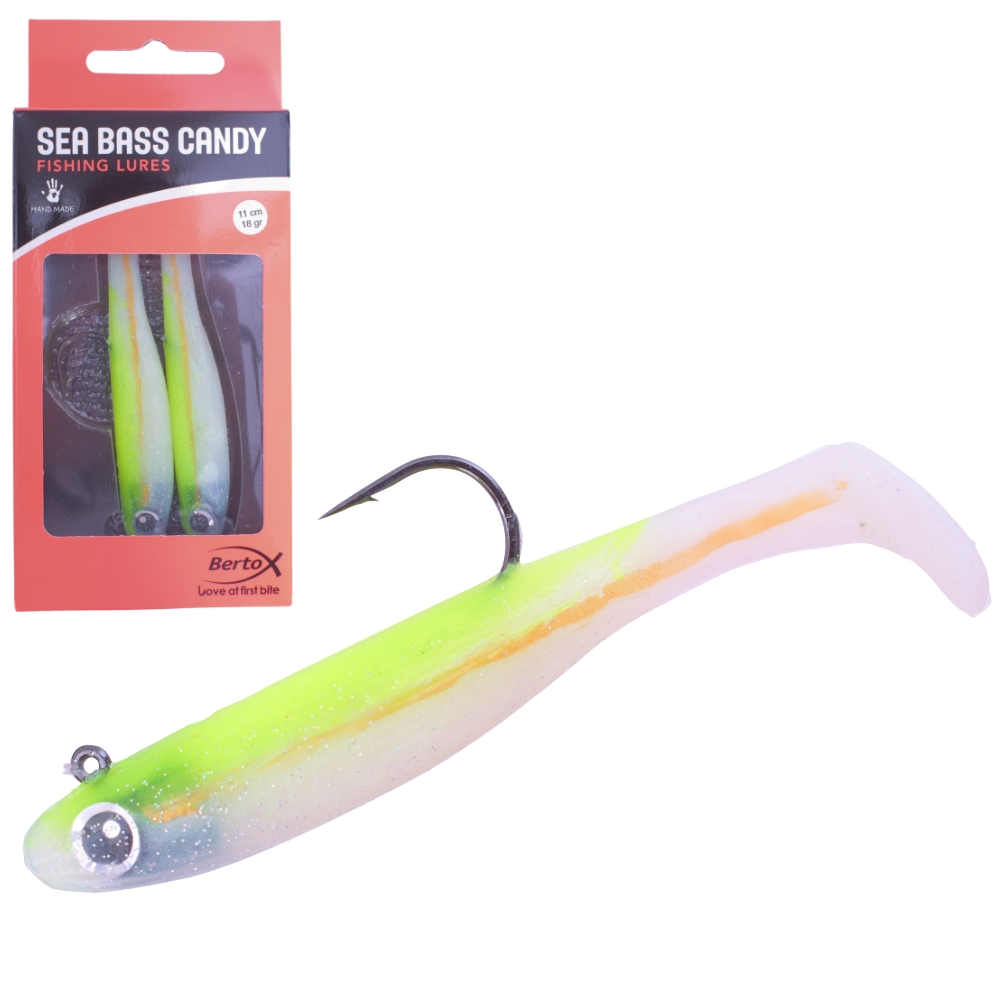 BERTOX Handmade Soft Shad Lure SEA BASS CANDY 11cm/18g #08