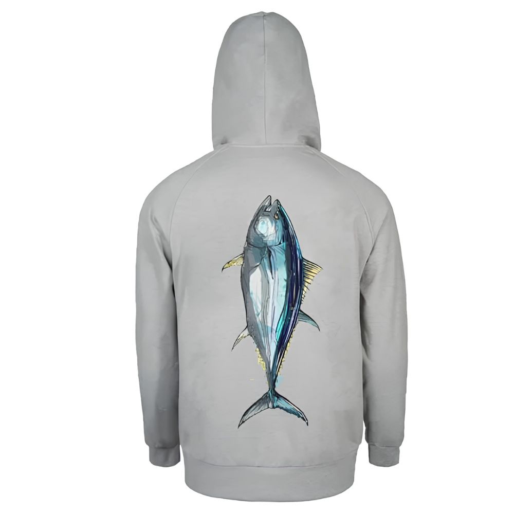 BKK Fishing Apparel Hoodie TUNA Gray - Image 3