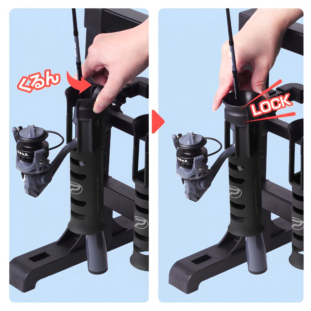 PROX INC. Fishing Rod Stand TURN LOCK ROD STOCKER 4pcs Black - Image 3